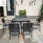 빌라, 정원, 홈스테이에 적합한 부식 방지 목재로 만든 야외 파티오 테이블과 의자; 북유럽 스타일의 야외 발코니 테라스; 유럽 스타일의 PVC 목재 테이블과 의자. - 이미지 5