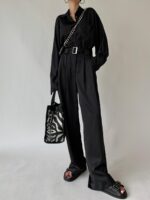 PAPERLLL Xinjian의 새로운 하이웨이스트 드레이프 점프수트, 여름 여성을 위한 얇은 스타일, 고급 허리 슬리밍 새틴 점프수트 - 이미지 3