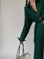 PAPERLLL Xinjian의 새로운 하이웨이스트 드레이프 점프수트, 여름 여성을 위한 얇은 스타일, 고급 허리 슬리밍 새틴 점프수트 - 이미지 5