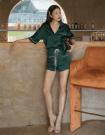 Xu Luer LUREHSU 정품 구매 R211346 새틴 드로스트링 파자마 아우터웨어 스타일 점프수트 가을 신제품 - 이미지 2