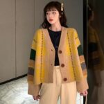 레이지 스타일 니트 가디건 가을 겨울 2023년 신상품 다용도 상의 여성용 루즈 아우터 두꺼운 짧은 스웨터 재킷 - 이미지 4