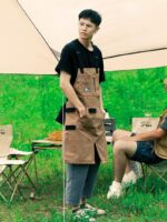 두꺼운 캔버스 앞치마 일본식 방수 및 내마모성 남녀용 데님 작업복 정원사 목수 수제 맞춤 인쇄 로고