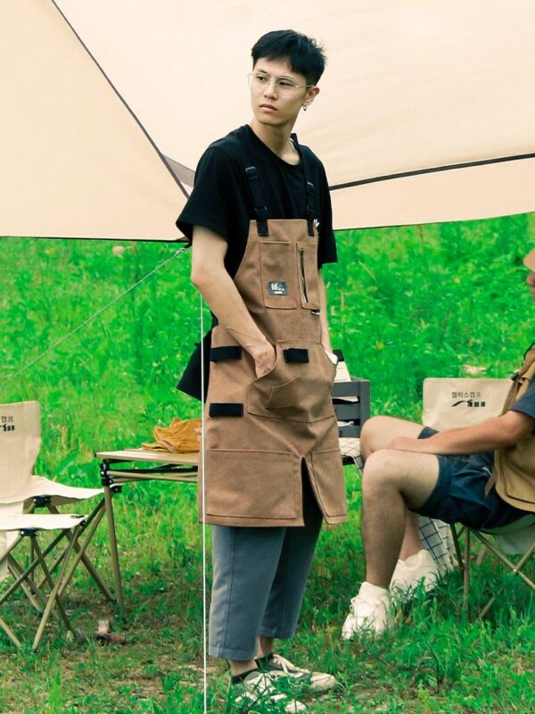 두꺼운 캔버스 앞치마 일본식 방수 및 내마모성 남녀용 데님 작업복 정원사 목수 수제 맞춤 인쇄 로고