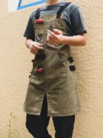 두꺼운 캔버스 앞치마 일본식 방수 및 내마모성 남녀용 데님 작업복 정원사 목수 수제 맞춤 인쇄 로고 - 이미지 4