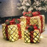 크리스마스 장식 선물 상자 철제 발광 선물 상자 더미 머리 장식 크리스마스 트리 창 장면 레이아웃 선물 상자 - 이미지 2