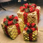 크리스마스 장식 선물 상자 철제 발광 선물 상자 더미 머리 장식 크리스마스 트리 창 장면 레이아웃 선물 상자 - 이미지 3