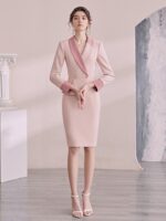 여성을 위한 핑크색 전문 드레스, 우아한 정장 스커트, 호스트 정장, 의료 미용 정장 스커트, 미용실 프런트 데스크 작업복