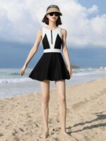 여성용 원피스 수영복 여름 배 가리기 슬리밍 스커트 스타일 세련되고 심플한 스포츠 스타일 수영복 2025년 신상품 인기 수영복 - 이미지 2