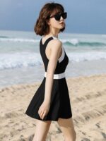 여성용 원피스 수영복 여름 배 가리기 슬리밍 스커트 스타일 세련되고 심플한 스포츠 스타일 수영복 2025년 신상품 인기 수영복 - 이미지 4