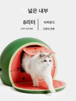 언카드 수박 자몽 고양이용 변기 완전 밀폐형 초대형 변기 튀김 방지 탈취제 서랍 고양이 용품 - 이미지 2