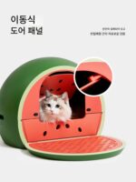 언카드 수박 자몽 고양이용 변기 완전 밀폐형 초대형 변기 튀김 방지 탈취제 서랍 고양이 용품 - 이미지 4