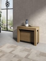 Manuti 솔리드 우드 접이식 접이식 식탁은 작은 가정용으로 꺼내서 늘릴 수 있습니다. 보이지 않는 식탁과 의자가 있는 멋진 섬 테이블