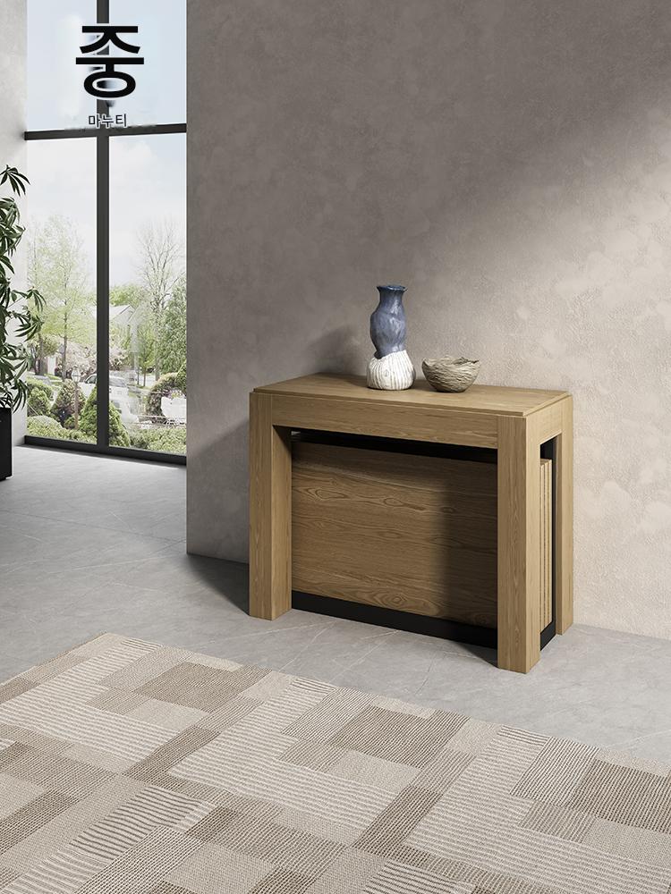 main_670552737268_0 Manuti 솔리드 우드 접이식 접이식 식탁은 작은 가정용으로 꺼내서 늘릴 수 있습니다. 보이지 않는 식탁과 의자가 있는 멋진 섬 테이블 - 이미지 1