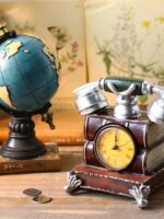 레트로 문학 고전 시계 진자 테이블 시계 홈 거실 테이블 시계 데스크탑 소형 지구본 수지 - 이미지 2
