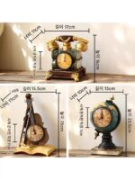 레트로 문학 고전 시계 진자 테이블 시계 홈 거실 테이블 시계 데스크탑 소형 지구본 수지 - 이미지 4