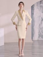 블루 정장 드레스 여성 여름 방송 진행자 예술 시험 정장 정장 스커트 기질 전문가 복장 작업복 - 이미지 3