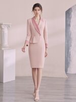 블루 정장 드레스 여성 여름 방송 진행자 예술 시험 정장 정장 스커트 기질 전문가 복장 작업복 - 이미지 4