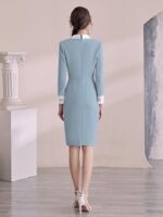 블루 정장 드레스 여성 여름 방송 진행자 예술 시험 정장 정장 스커트 기질 전문가 복장 작업복 - 이미지 5