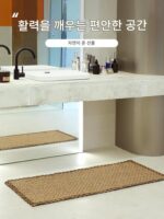 욕실 바닥 매트 사이잘 두꺼운 욕실 문 흡수성 미끄럼 방지 발 매트 욕실 소형 카펫 바닥 매트 맞춤형 - 이미지 5