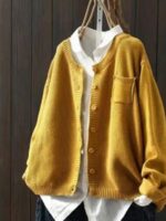 2025년 봄 가을 신상품 루즈 니트 가디건 재킷 아티스틱 라지 사이즈 캐주얼 올매치 롱슬리브 스웨터 솔리드 컬러 탑