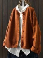 2025년 봄 가을 신상품 루즈 니트 가디건 재킷 아티스틱 라지 사이즈 캐주얼 올매치 롱슬리브 스웨터 솔리드 컬러 탑 - 이미지 2