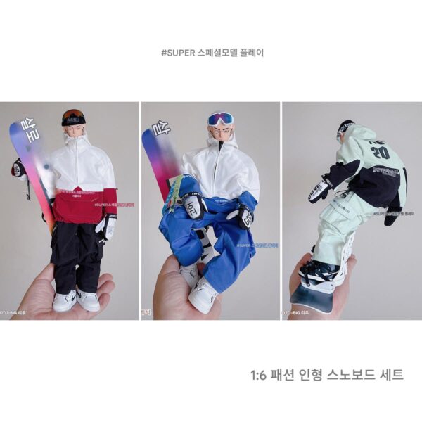 1:6 스케일 패션 인형 12인치 군인 스노보드 슈트 슈트 스노보드 모델 액세서리