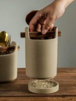 일본식 젓가락 받침 세라믹 식기 주방용품 배수구 보관통 칼 포크 숟가락 주방 수납 선반 보관함 - 이미지 2