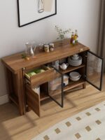 견고한 목재 접이식 식탁, 식사 사이드 캐비닛, 통합 중국식 소형 아파트 홈 벽면 수납 캐비닛 접이식 식탁