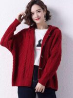 2025년 가을/겨울 여성용 트위스트 후드 재킷 여성용 스웨터 카디건 루즈한 대형 니트 울 스웨터 탑 두꺼워짐 - 이미지 5