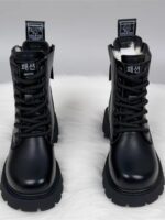 순수 양모 스노우 부츠 여성 가죽 및 모피 2025 가을 및 겨울 새로운 스타일 플러스 벨벳 두꺼운 따뜻한 마틴 부츠 짧은 부츠 - 이미지 5