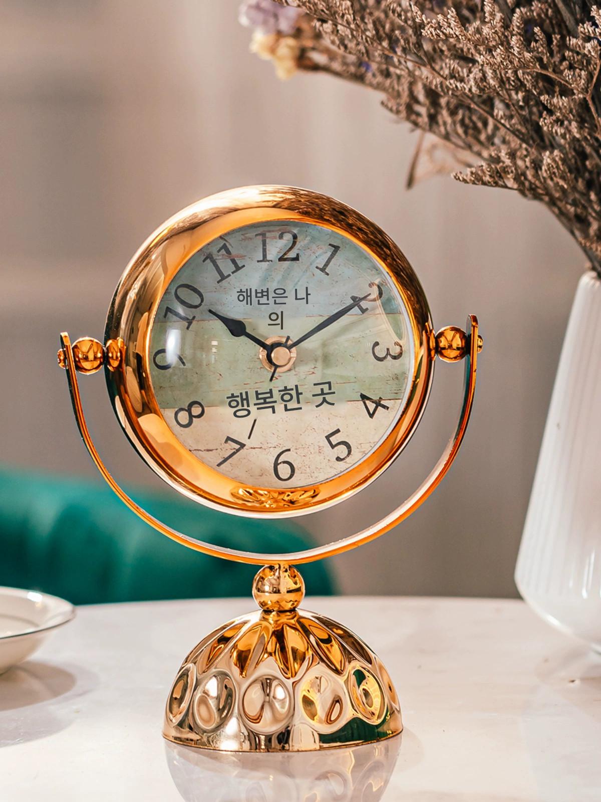 main_731922975544_0 레트로 올드 라이트 럭셔리 거실 장식 시계 창의적인 장식품 테이블 시계 작은 시계 침실 서재 무음 시계 - 이미지 1