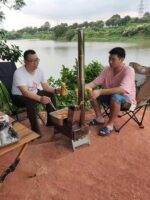 나무 난로 야외 휴대용 난로 접이식 역연소 가스화 캠핑 텐트 난방 바베큐 고기 가정용 나무 난로