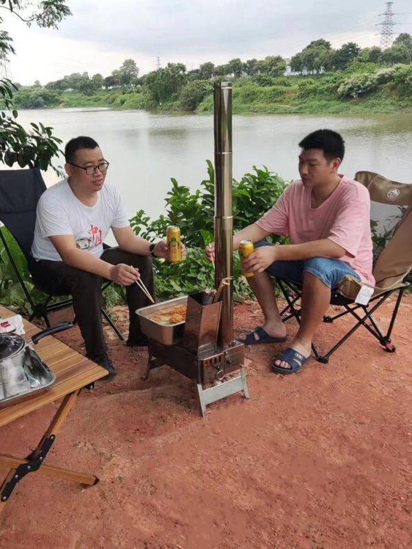 나무 난로 야외 휴대용 난로 접이식 역연소 가스화 캠핑 텐트 난방 바베큐 고기 가정용 나무 난로