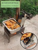 나무 난로 야외 휴대용 난로 접이식 역연소 가스화 캠핑 텐트 난방 바베큐 고기 가정용 나무 난로 - 이미지 4