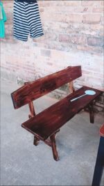 등받이 긴 벤치 야외용 원목 벤치 공원 안뜰 벤치 바베큐 커피 바 레스토랑 패스트푸드 레스토랑 의자 - 이미지 4