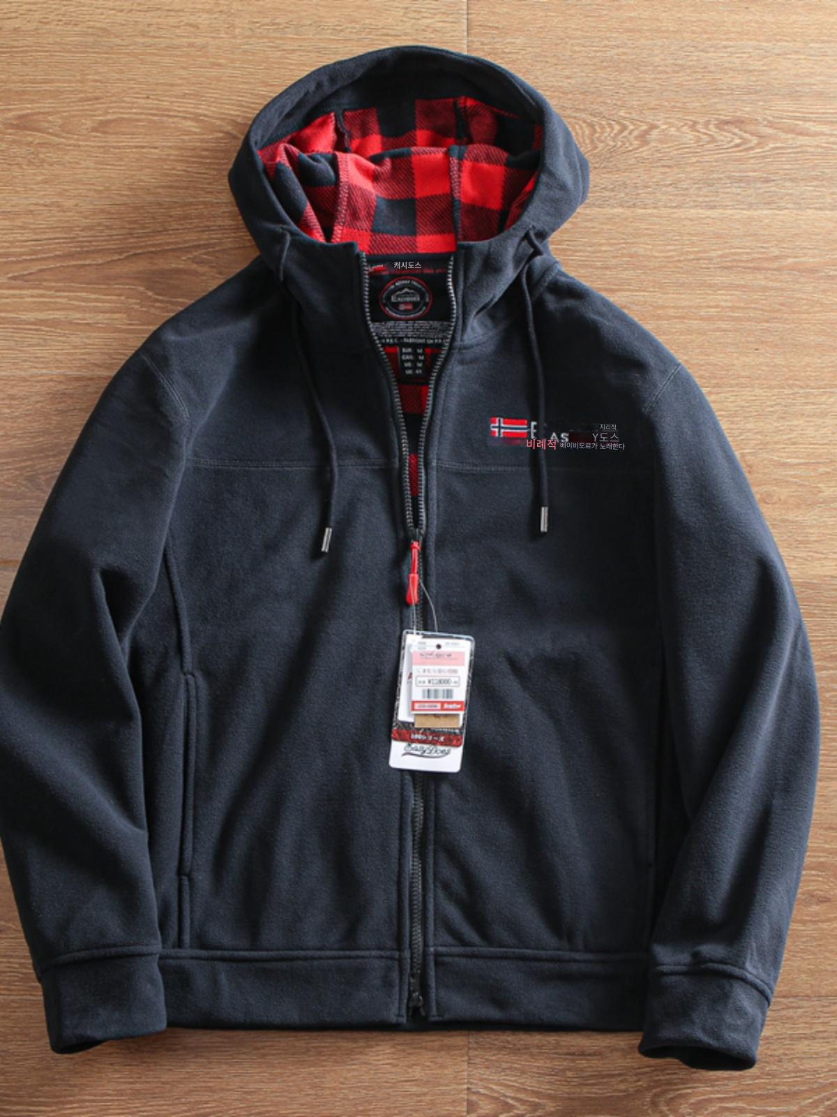 main_735527193111_0 보온 기능성 원단 일본 싱글 가을 겨울 남성용 자수 폴라 플리스 두꺼워 따뜻한 후드 스웨트셔츠 재킷 - 이미지 1