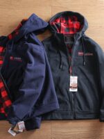 보온 기능성 원단 일본 싱글 가을 겨울 남성용 자수 폴라 플리스 두꺼워 따뜻한 후드 스웨트셔츠 재킷 - 이미지 2