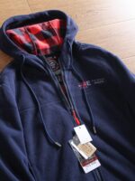 보온 기능성 원단 일본 싱글 가을 겨울 남성용 자수 폴라 플리스 두꺼워 따뜻한 후드 스웨트셔츠 재킷 - 이미지 4