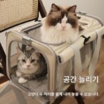 두 마리의 고양이와 개를 위한 대용량 휴대용 통기성 고양이 케이지, 휴대용 반려동물 가방 - 이미지 2