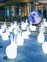 야외 발광 토끼 조명 중추절 이벤트 레이아웃 장식 판매 사무실 광장 공원 조경 태양 달 토끼