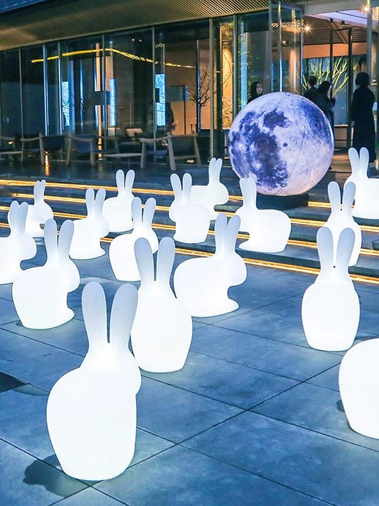 main_736388981398_0 야외 발광 토끼 조명 중추절 이벤트 레이아웃 장식 판매 사무실 광장 공원 조경 태양 달 토끼 - 이미지 1