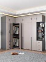 L자형 코너 옷장 홈 침실 작은 아파트 모던 심플 코너 90도 옷장 파티션 조합 캐비닛 - 이미지 2