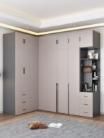 L자형 코너 옷장 홈 침실 작은 아파트 모던 심플 코너 90도 옷장 파티션 조합 캐비닛 - 이미지 3