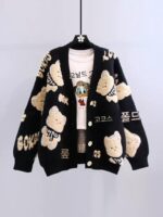 스웨터 재킷 여성 2025 가을과 겨울 새로운 한국 스타일 느슨한 느슨하게 스타일 아우터웨어 서양 스타일 긴 소매 니트 카디건 탑