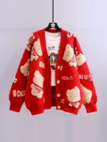 스웨터 재킷 여성 2025 가을과 겨울 새로운 한국 스타일 느슨한 느슨하게 스타일 아우터웨어 서양 스타일 긴 소매 니트 카디건 탑 - 이미지 2