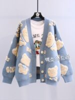 스웨터 재킷 여성 2025 가을과 겨울 새로운 한국 스타일 느슨한 느슨하게 스타일 아우터웨어 서양 스타일 긴 소매 니트 카디건 탑 - 이미지 3