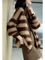 가을 신상품 하이엔드 패션 다용도 슬림 스트라이프 루즈 니트 카디건 스웨터 재킷 특가 판매