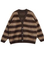 가을 신상품 하이엔드 패션 다용도 슬림 스트라이프 루즈 니트 카디건 스웨터 재킷 특가 판매 - 이미지 5