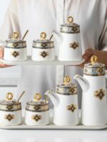 유럽식 조미료통 홈키친 고급 조미료 소금병 가볍고 고급스러운 고급 세라믹 오일포트 간장병 식초병