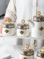 유럽식 조미료통 홈키친 고급 조미료 소금병 가볍고 고급스러운 고급 세라믹 오일포트 간장병 식초병 - 이미지 2